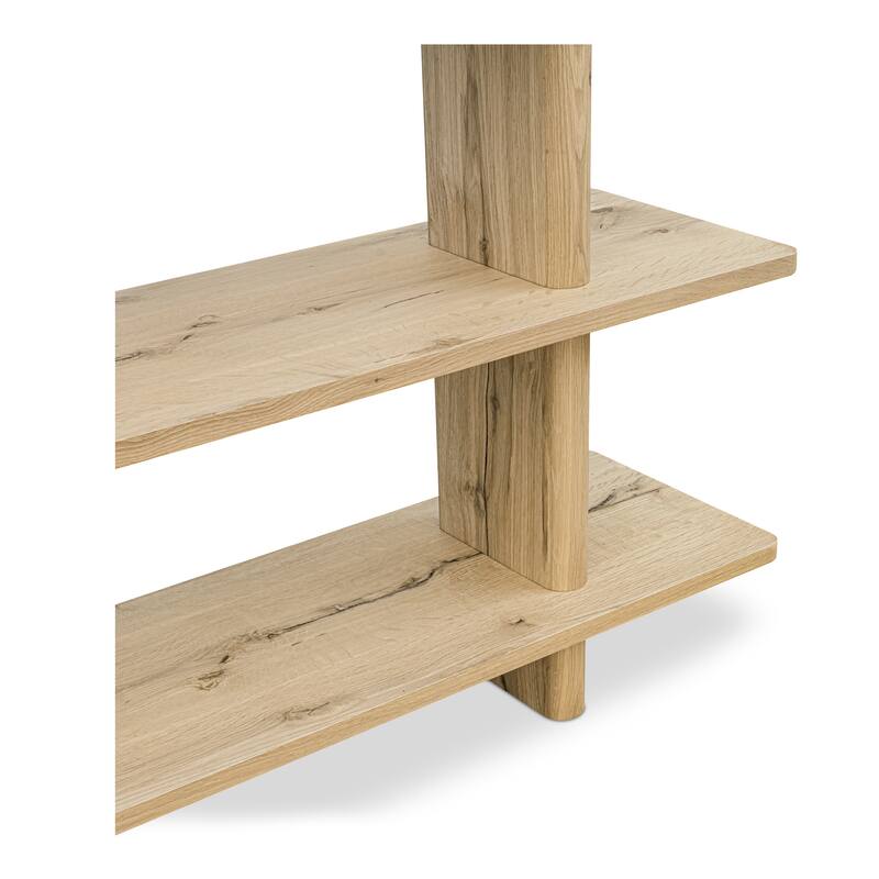 NADAAL STUDIOS Thalor Bookshelf, Large Dark Oak with Bullnose Vertical Supports, Rounded Edges Metal Detail, Dark Brown