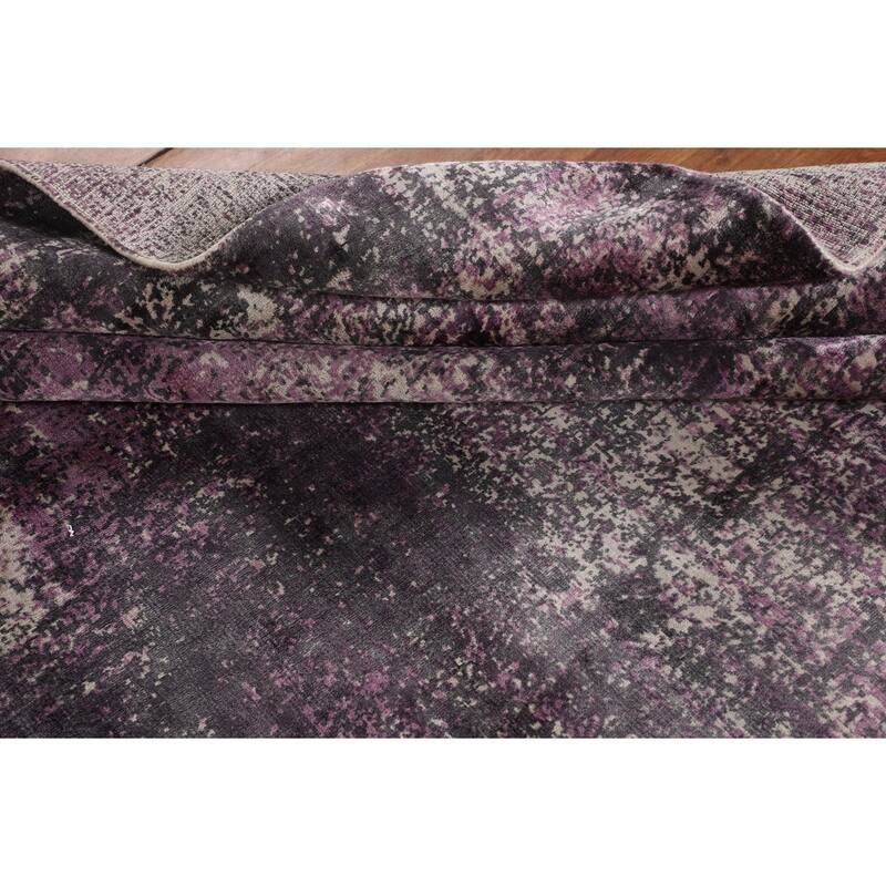 Contemporary Abstract Indian Square Area Rug Hand-Knotted Wool Carpet - 6'8" X 6'9"