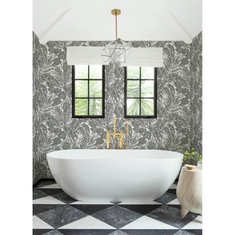 Scott Living Brentwood Black Palm Leaves Wallpaper
