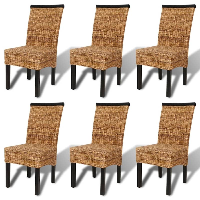 vidaXL Dining Chairs 2 pcs Abaca and Solid Mango Wood