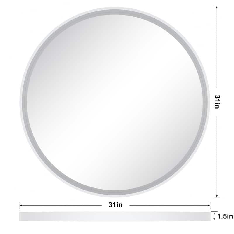 Multi-size Round Wooden Frame Mirror - White