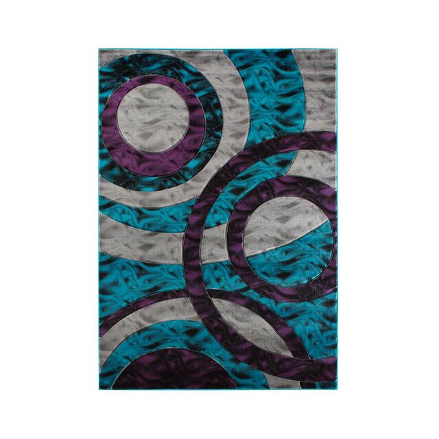 Orelsi Collection Abstract Area Rug - 5' x 7' - Turquoise/Purple