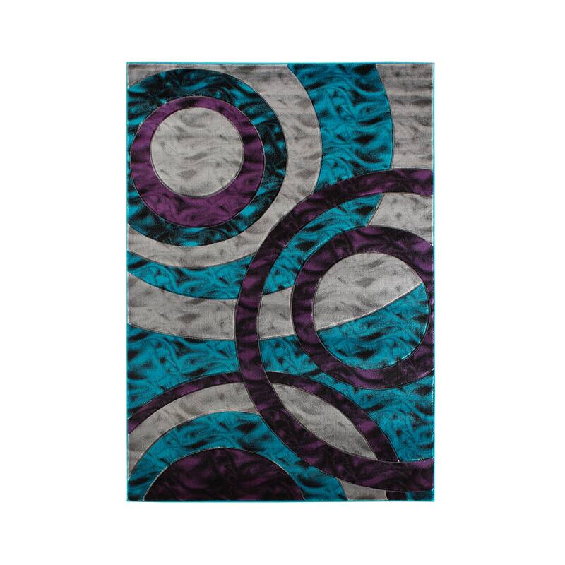 Orelsi Collection Abstract Area Rug - 8'7" x 11'11" - Turquoise/Purple