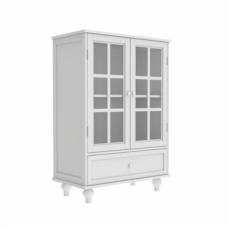 Modern Buffet Cabinet with Adjustable Shelves and Display Glass Doors for Versatile Living Room Storage