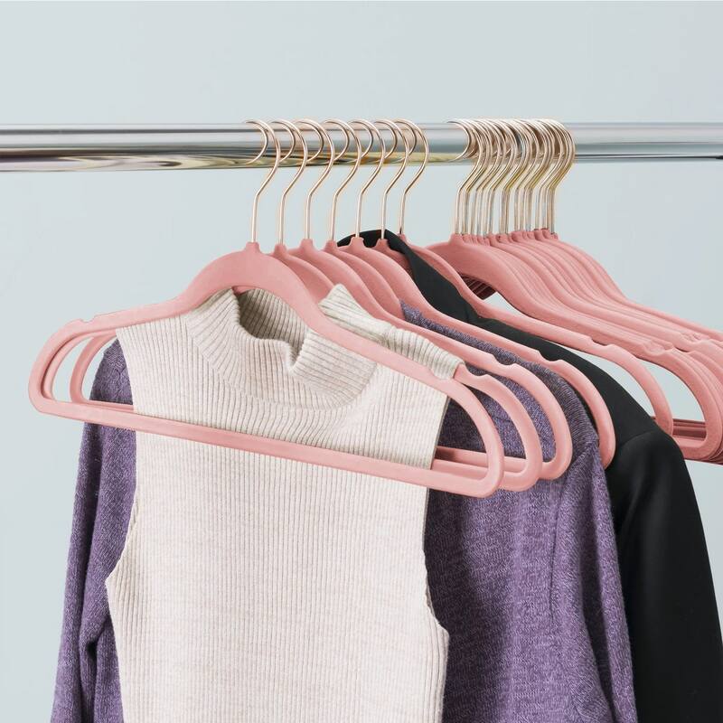 VECELO Mackaylee Velvet Hangers, Non Slip Standard Clothes Hanger Set, Heavy Duty Ivory Hangers(30/50/60/100 Pack)