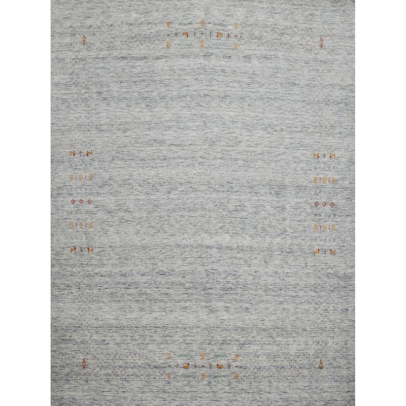 Hand Knotted Oriental 100% Wool Carpet Tribal Animal Pictorial Navy Blue & Blues Gabbeh Area Rug - 10' 1'' X 9' 9''