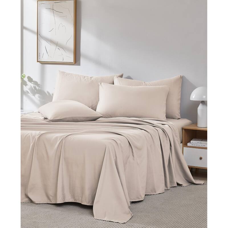 Vilano 6-piece Ultra Soft Extra Deep Pocket Bed Sheet Set - Bone - King