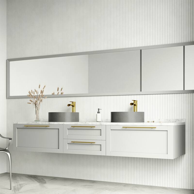 VIGO Palermo 15"L x 15"W Concrete Vessel Sink and Niko 11"H Faucet Set