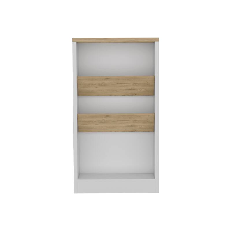 Modern Kitchen Island with Bottle Organizer, Shelf, and Spacious Surface - White/Macadamia 41"