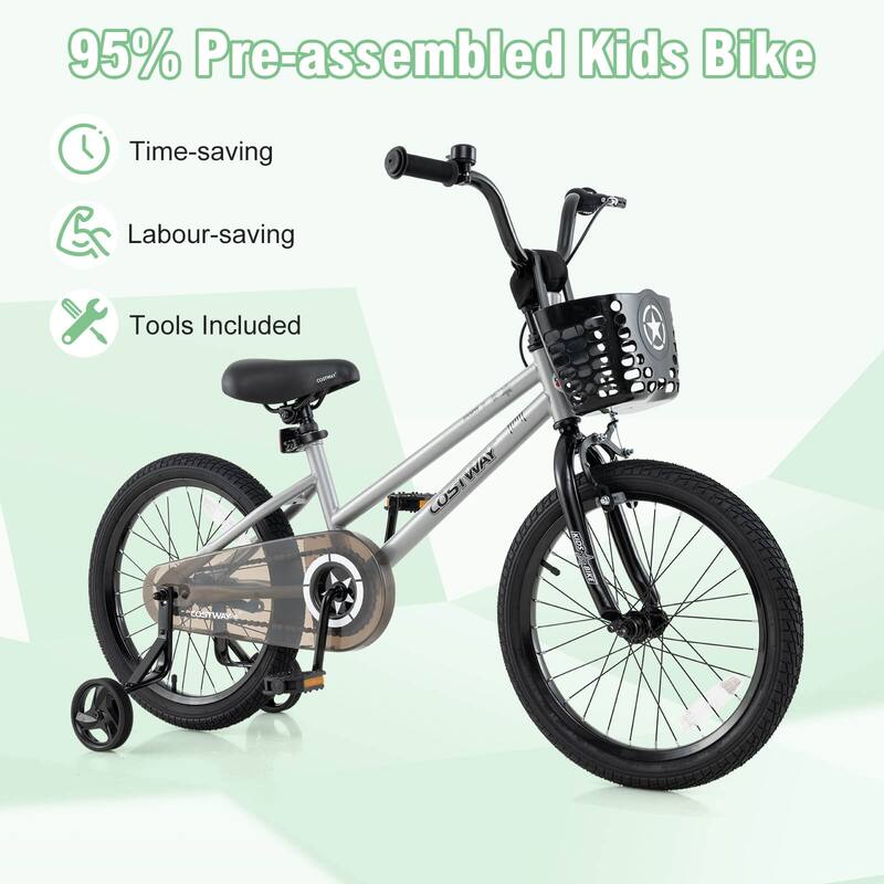 Costway 12"/14"/16"/18" Kid’s Bike with Training Wheels Adjustable - See Details