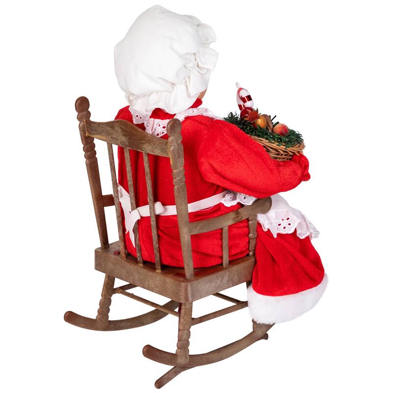 Animated Musical Mrs. Claus in Rocking Chair Christmas Decoration - 14"