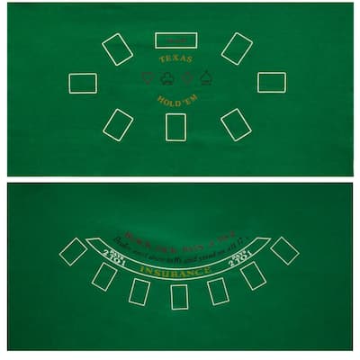 36"x72" Double Sided Casino Blackjack & Texas Hold'em Poker Tabletop Layout Felt, Casino Table Top Cover Mat - Layout Felt