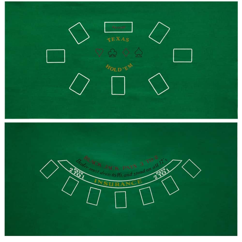 36"x72" Double Sided Casino Blackjack & Texas Hold'em Poker Tabletop Layout Felt, Casino Table Top Cover Mat - Layout Felt