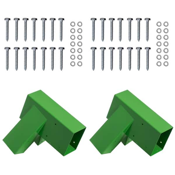 slide 2 of 8, Heavy-Duty Durable and Rust Resistant Steel Swing Brackets for Backyard Playground Set Wooden Swing, Green Corner
