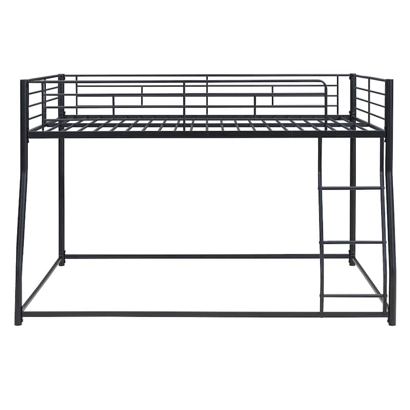 Full XL Over Queen Steel Bunk Bed with Ladder and Guardrail