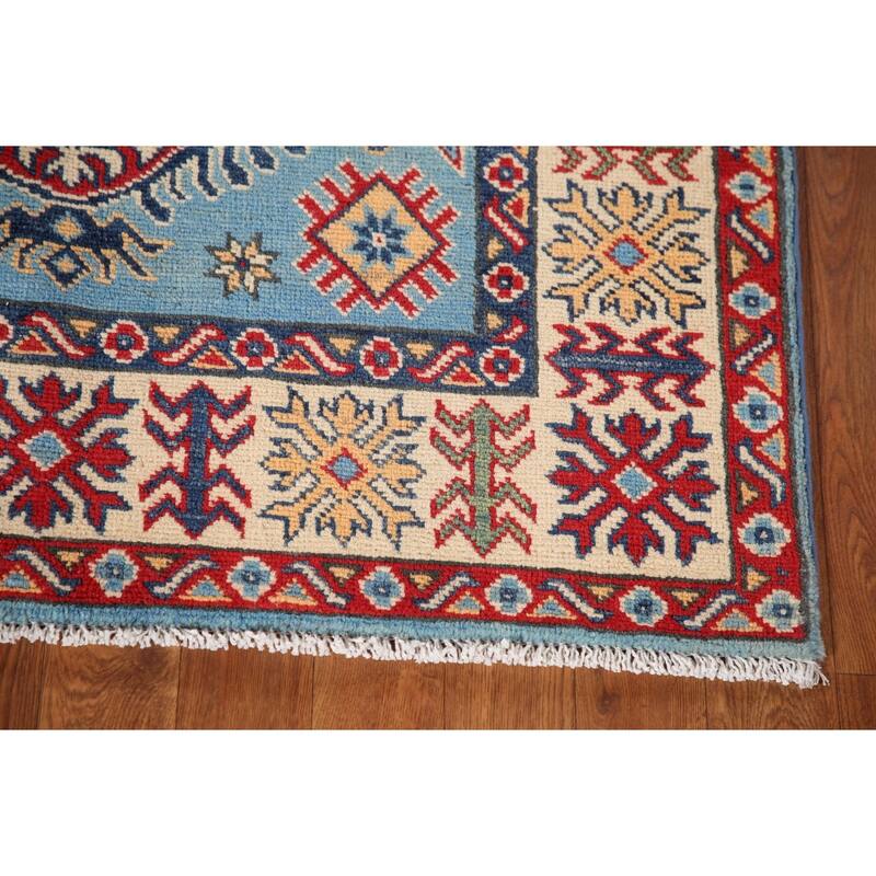 Blue Kazak Oriental Accent Rug Handmade Wool Carpet - 3'3"x 4'11"