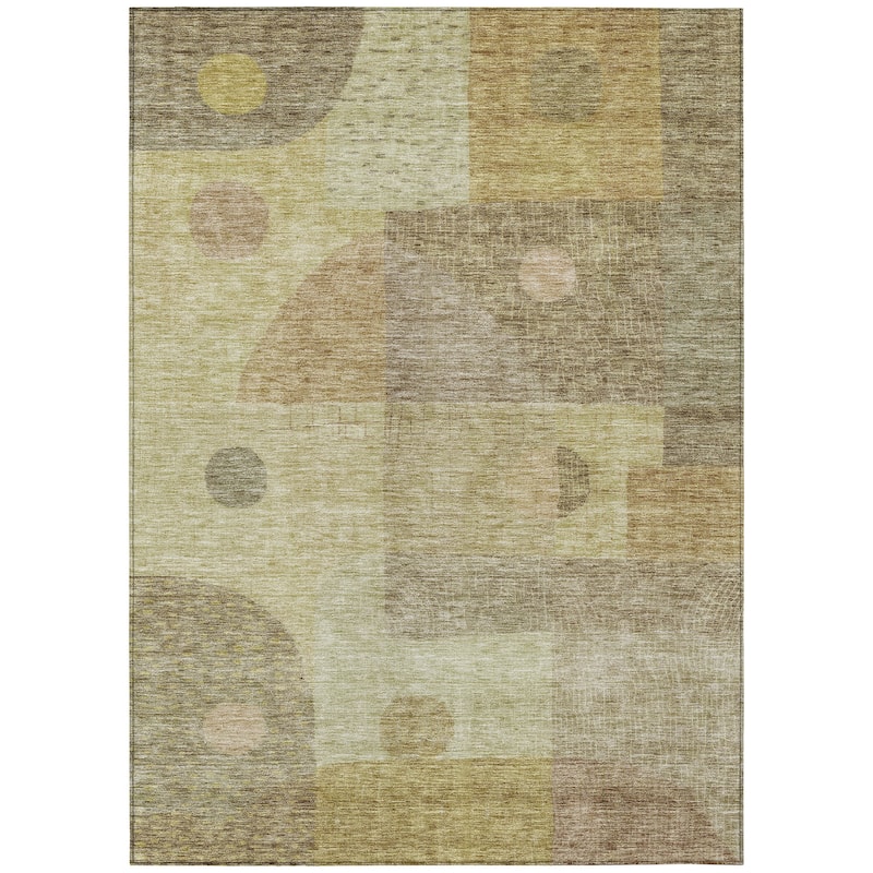 Machine Washable Indoor/ Outdoor Contemporary Geo Chantille Rug