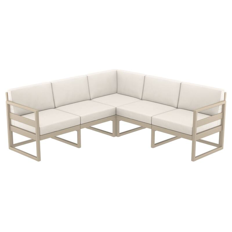 2 Piece Taupe Patio Sectional Lounge Set with Natural Sunbrella Cushion 78.75"