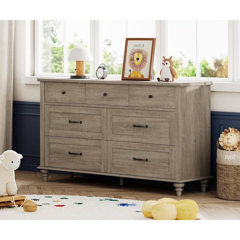 Kids Dresser with 7/8 Drawers for Bedroom, Wide Dresser for Kids Room - Gray - 7-drawer