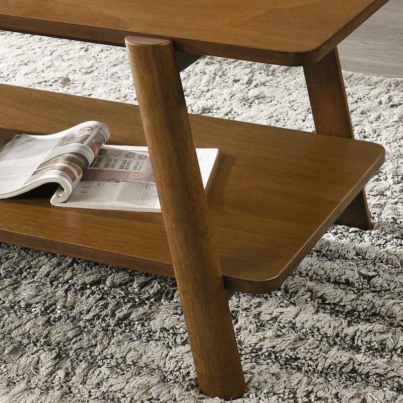 26.77" Mid-Century Modern Wooden End Table with Storage Shelf for Living Room