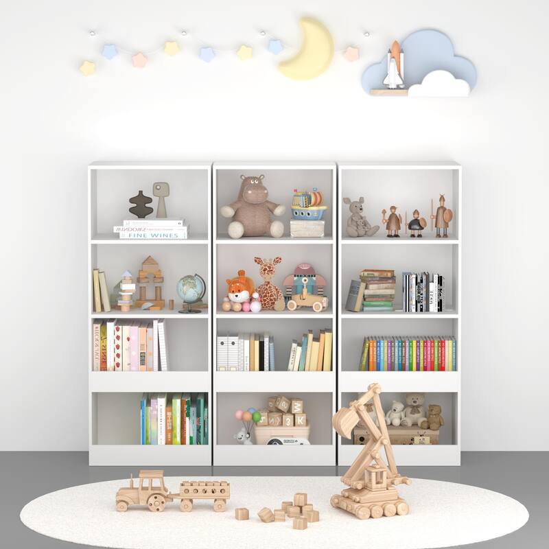 Kids Bookshelf, 4-Tier Bookcase, Book Organizer, toy Storage Cabinet Organizer