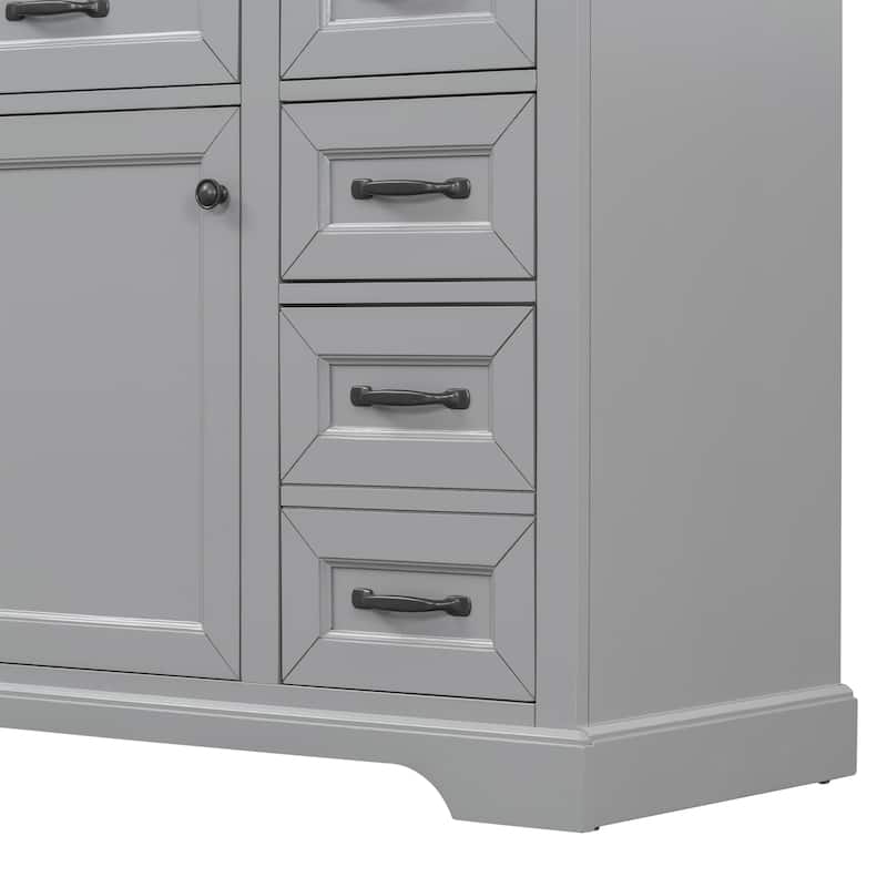 36" Bathroom Vanity with Sink, Ceramic Sink, 2 Tip-out Drawers, Soft Close Door Hinges
