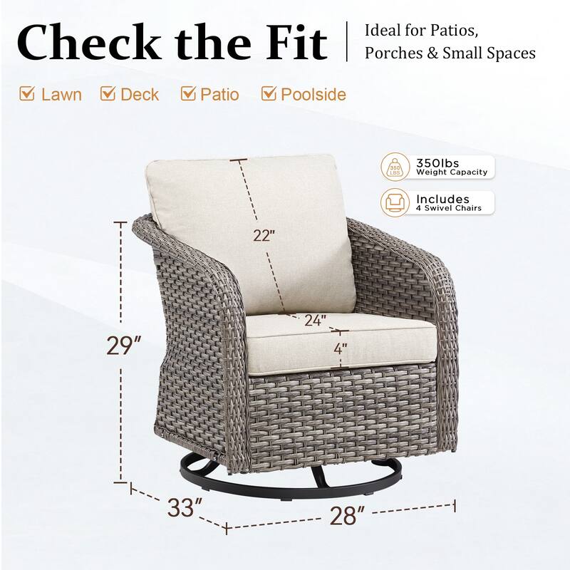 Pocassy Outdoor Patio Wicker Sofa Chair Furniture Set