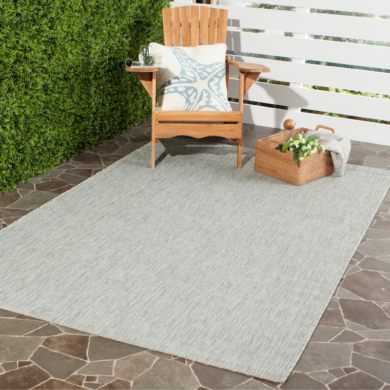 SAFAVIEH Courtyard Consilia Outdoor Waterproof Patio Backyard Rug - 9' x 12' - Grey/Turquoise