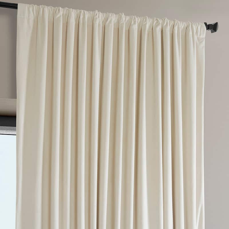 Exclusive Fabrics Signature Plush Velvet Hotel Blackout Curtains (1 Panel) - Luxury Soft Drapery for Light Control & Elegance - 100 X 120 - Diva Cream
