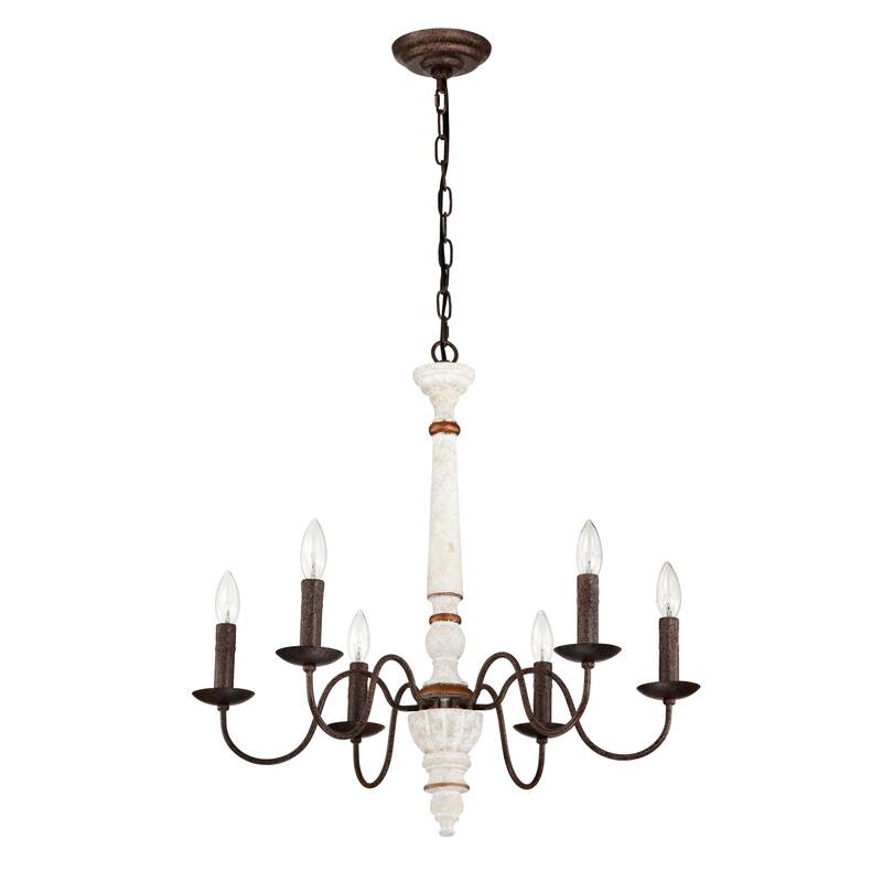 Retro 6-Light Candlestick Design Chandelier, Height Adjustable, for Dining Room, Kitchen, Living Room and Bedroom