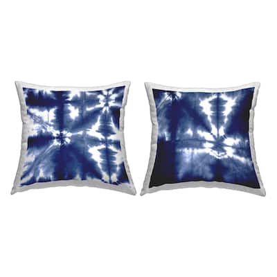 Stupell Blue Boho Tie Dye Effect Printed Outdoor Throw Pillow Design by Ellie Roberts (Set of 2)