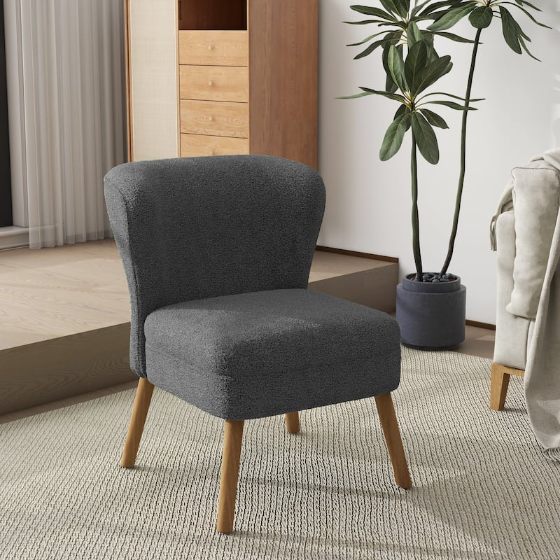 Linen Armless Accent Chair Slipper Chair