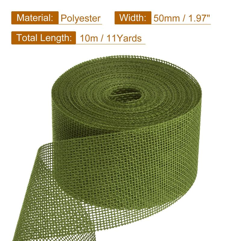 Burlap Ribbon, 2 Inch Wide 10 Yards Burlap Wired Ribbon - Army Green