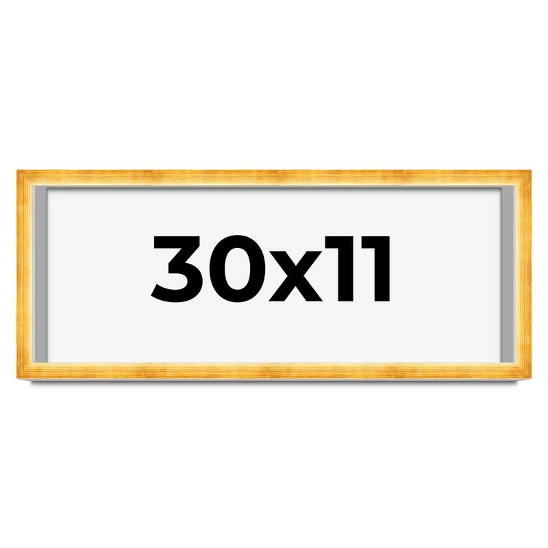 30x11 Shadow Box Frame Gold | 1.625 Inches Deep Real Wood Traditional