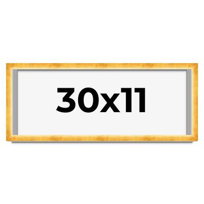 30x11 Shadow Box Frame Gold | 1.625 Inches Deep Real Wood Traditional