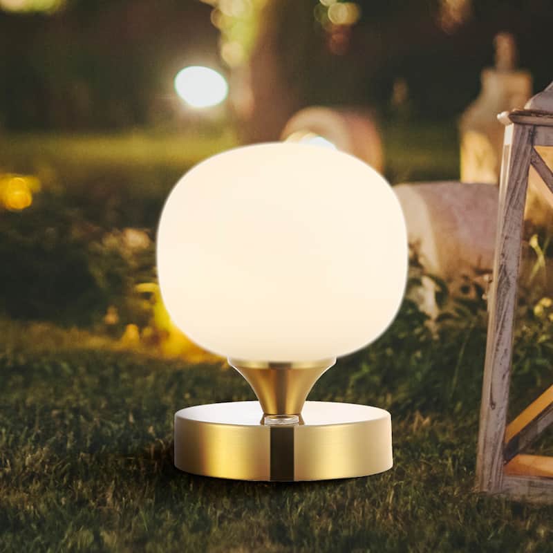 Zoe 6.13" Bohemian Farmhouse Iron Wireless Rechargeable Integrated LED Table Lamp, Oil Rubbed Bronze/White by JONATHAN Y