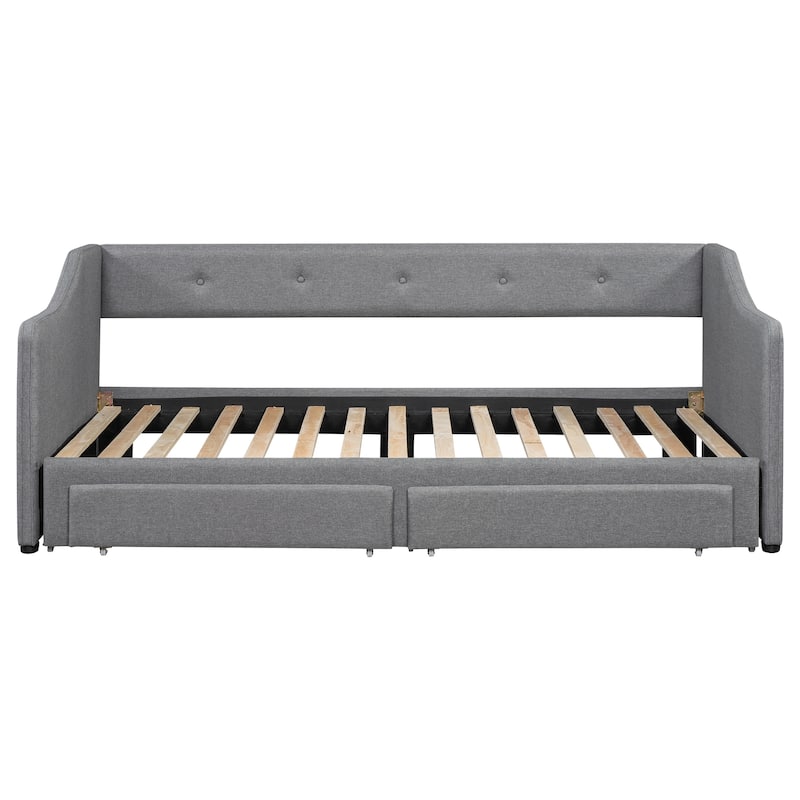 Twin XL to King Upholstered Daybed with 2 Storage Drawers - 250LB Capacity