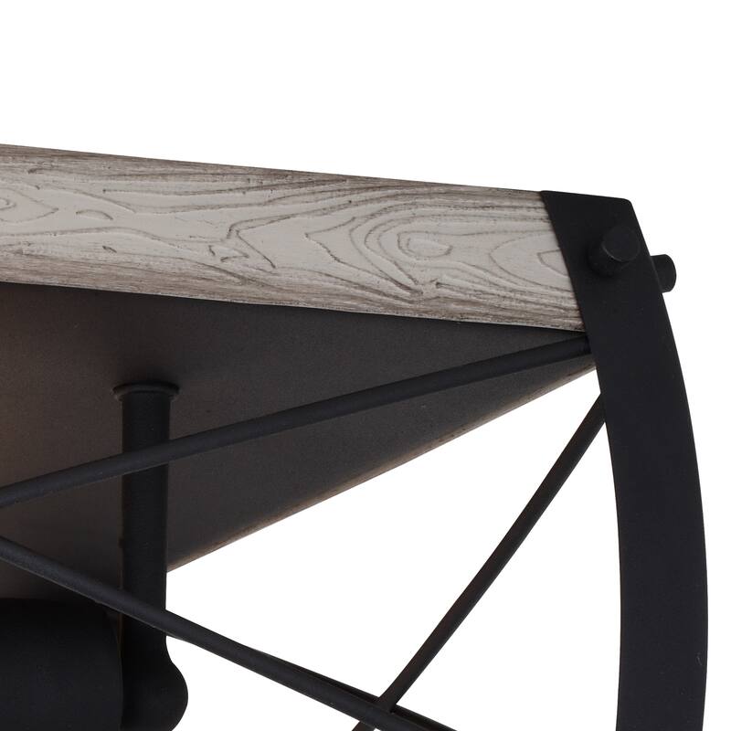 Cage Flush Mount Ceiling Light - Black & White Ash Wood Finish - Modern Farmhouse Lighting - 6.5