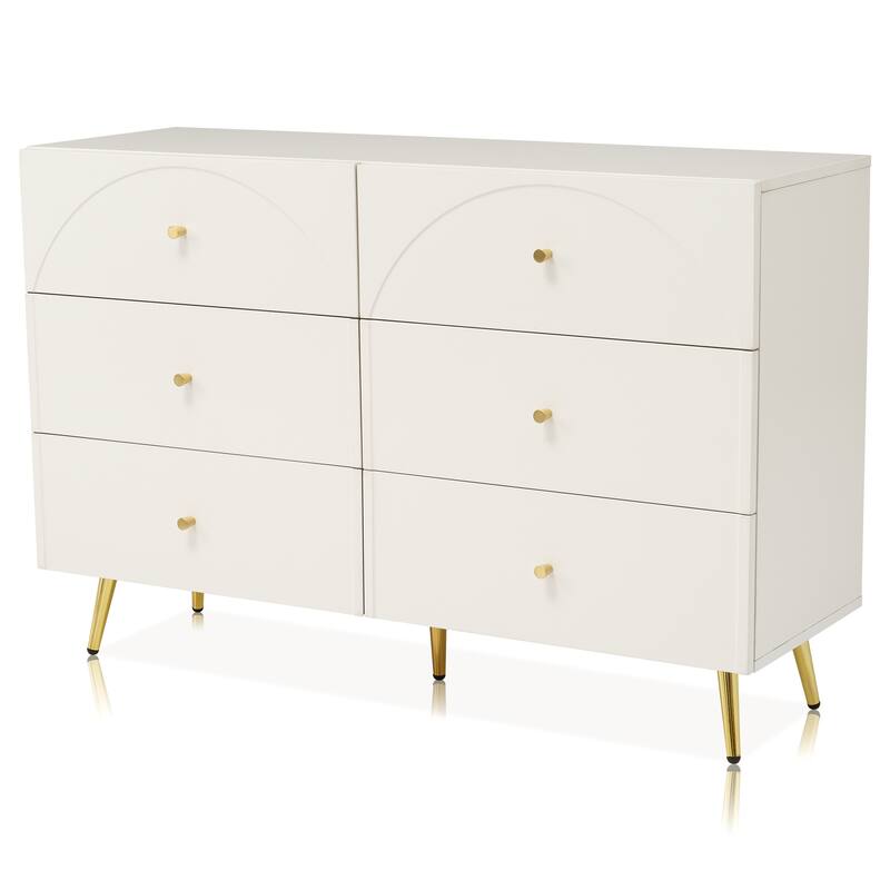 Modern Minimalist Sideboard with 6 Drawers and Rubber Anti-Slip Mats, for Dining Room, Living Room and Kitchen