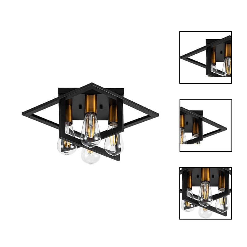 4 Light ceiling lighting black, gold light fixture iron, metal bedroom light
