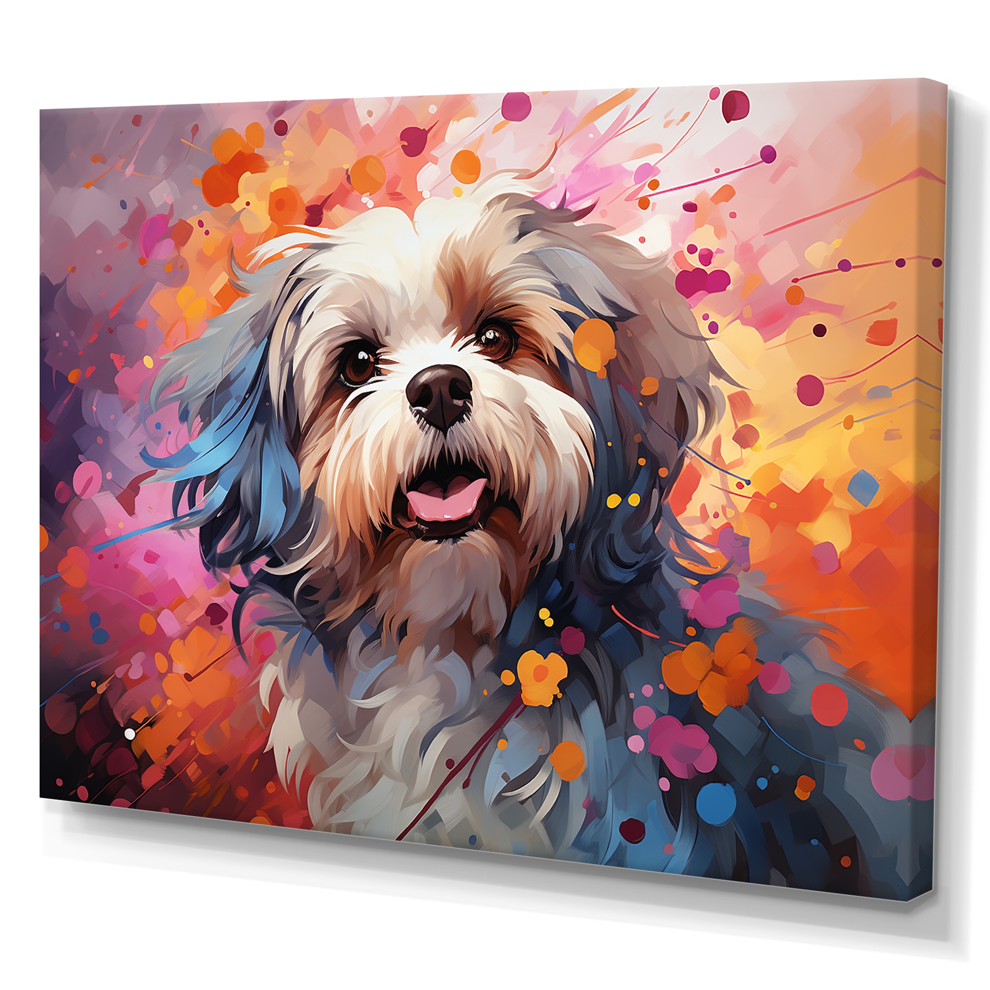 Designart Popart Shih Tzu Serenade Dog Wall Art 32 in. wide x 24 in. high