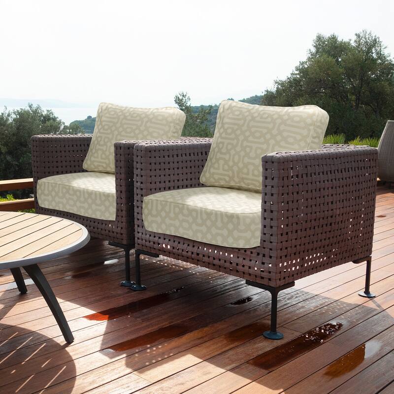 Aoodor 24x24x6 Inch Outdoor Patio Chair Cushions Set, Weather-Resistant Sunbrella Fabric Outdoor Cushion, Set of 2