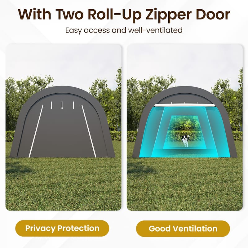10' x 20'Portable Domed Carport with 2 Roll-up Doors