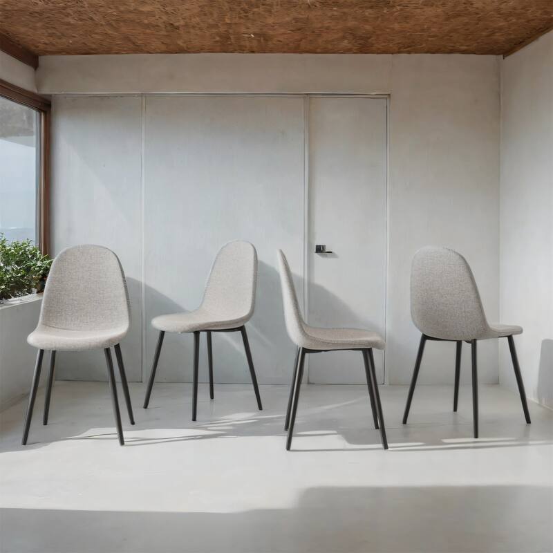 Modern Dining Chairs w/Linen Seats &Black Metal Legs,Home/Office,4 pcs