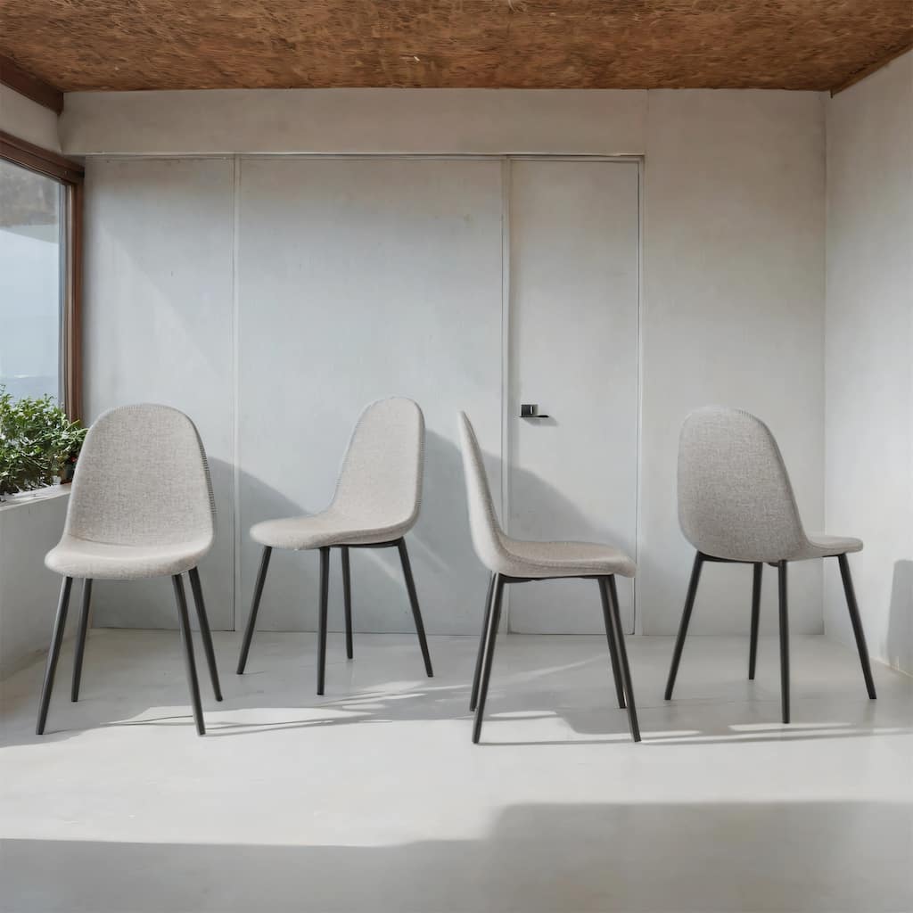 Modern Dining Chairs w/Linen Seats &Black Metal Legs,Home/Office,4 pcs