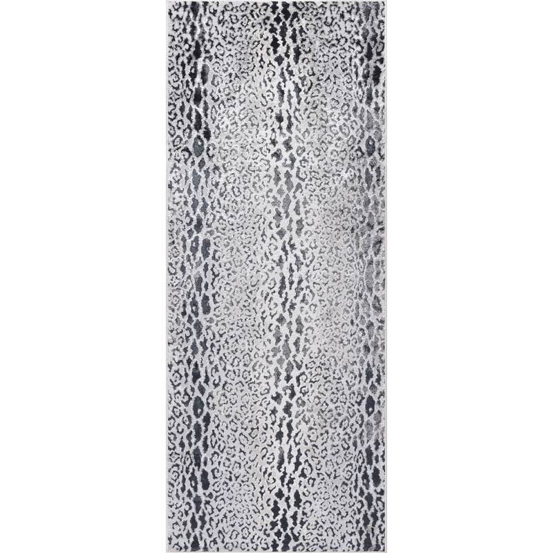 Nevada Collection Abstract Animal Print Neutral Area Rug - 2'6 x 7'8