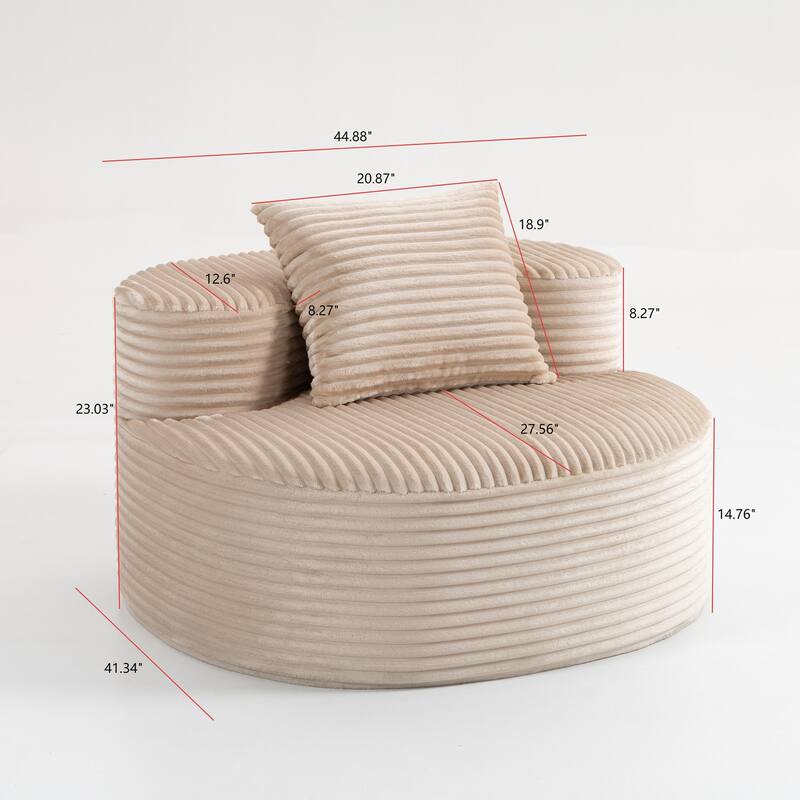 Corduroy Fabric Compressed Sofa:Moon Bay,No Assembly Required