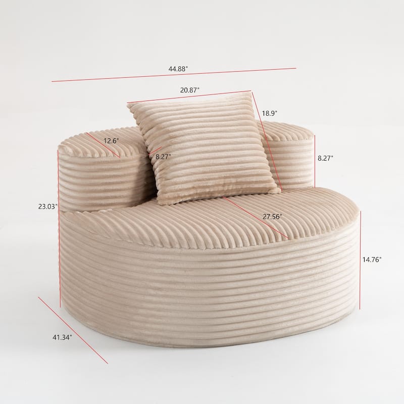 Floor Standing Single Sofa Chair Accent Chair Corduroy Barrel Chair