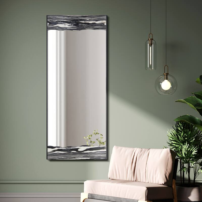 Modern Veil Rectangular Wall Mirror on an Exotica Stained Veneer Frame - 57"x 24"x0.8"