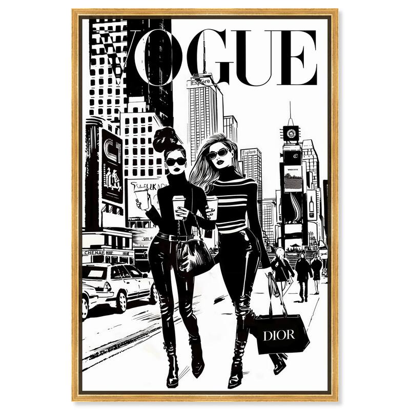 Shopping Gals Cover II Canvas by Art Remedy - Gold - 16" x 24"